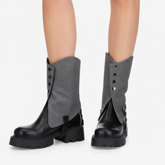 Tuhoomall Stylish Ankle Boots For Women, Casual Short Boots With Round Toe and Thick Heel, Zipper Closure, Versatile For All Seasons