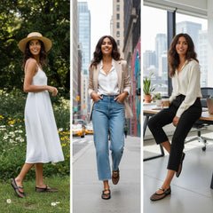 Tuhoomall Ballet Flats For Women, Casual Stylish Design, Perfect For Parties And Performances, Metal Buckle & Leather Lining, Comfortable Rubber Sole