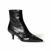 Tuhoomall Fashion Ankle Boots for Women, Comfortable Pointed Toe, Cat Heel with Hardware Buckles, Ideal for Parties and Daily Wear, Casual All-Season Style