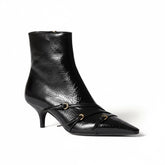 Tuhoomall Fashion Ankle Boots for Women, Comfortable Pointed Toe, Cat Heel with Hardware Buckles, Ideal for Parties and Daily Wear, Casual All-Season Style Tuhoomall