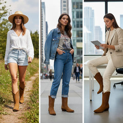 Tuhoomall Western Style Casual Ankle Boots for Women, Comfortable Pointed Toe Chunky Heels, Woven Faux Suede, All-Season Fashion Footwear