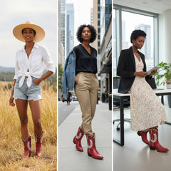 Tuhoomall Stylish Women's Ankle Boots with Embroidery and Laser Cut Out, Perfect for Parties and Performances, Comfortable Chunky Heel Design