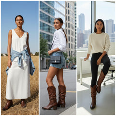 Tuhoomall Women's Boots, Comfortable Slip-On, Round Toe, Casual & Formal Wear, Versatile Fashion Footwear for Spring, Autumn & Winter