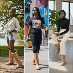 Tuhoomall Women's Boots, Comfortable Slip-On, Round Toe, Casual & Formal Wear, Versatile Fashion Footwear for Spring, Autumn & Winter