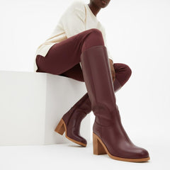 Tuhoomall Comfortable Fashion Ankle Boots for Casual, Office, and Daily Wear - Chunky Heel, Square Toe, Solid Color, All-Leather, Perfect for All Seasons