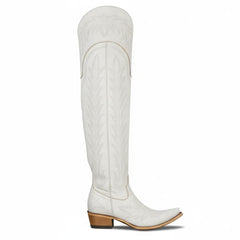 Tuhoomall Western Knee High Boots for Women, Floral Embroidery, Rubber Sole, Adjustable Buckle, Chunky Heel, All-Season Casual Wear