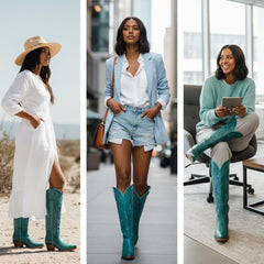 Tuhoomall Faux Suede Knee High Western Boots with Embroidered Eagles for Fashion, Travel, and Parties, 2.36 in Chunky Heel