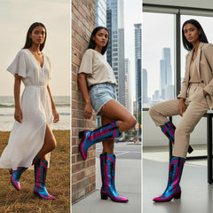 Tuhoomall Western Ankle Boots for Women, Comfortable Casual Style with Rhinestone Details, Perfect for Parties and Everyday Wear