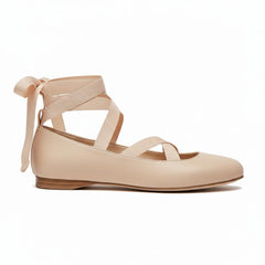 Tuhoomall Ballet Flat Shoes For Parties And Performances, Comfortable Round-Toe Design With Satin Finish And Cross Straps