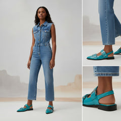 Tuhoomall Comfortable Low Heel Platform Shoes with Adjustable Metal Buckle for Casual and Office Use, Ideal for All-Season Wear