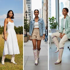 Tuhoomall Western Cowgirl Mid Calf Boots with Snip-Toe and Chunky Heel for Fashion Parties and Performances, Animal Pattern, Metallic Bright Surface