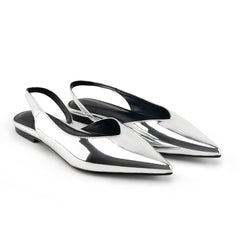 Tuhoomall Comfortable Flat Shoes with Metallic Finish, Vegan Leather, Elastic Slingback, Stylish for Casual, Office, and Daily Wear Tuhoomall