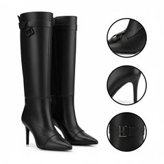 Tuhoomall Comfortable Knee-High Party Boots - Stylish Pointed Toe, Elegant High Stiletto Heel - Perfect for Casual Spring, Autumn, Winter Wear Tuhoomall