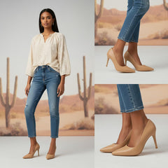 Tuhoomall Stylish High Heels for Parties and Dances, Gradient Design, Pointed Toe, 8cm Stiletto Heels, Slip-On, Rubber Sole, Synthetic Leather Lining