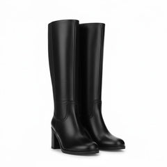 Tuhoomall Comfortable Fashion Ankle Boots for Casual, Office, and Daily Wear - Chunky Heel, Square Toe, Solid Color, All-Leather, Perfect for All Seasons