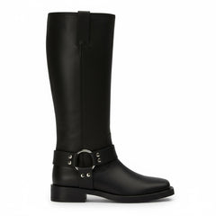 Tuhoomall Stylish Knee High Boots For Women | Comfortable Chunky Heel | Everyday Casual & Travel Use | Solid Color With Metallic Buckle