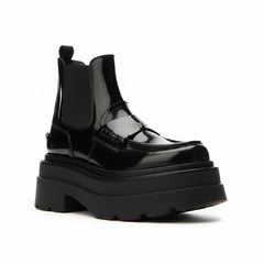 Tuhoomall Fashionable Women's Loafers Ankle Boots With 6cm Thick Sole For Everyday Use Stylish Waterproof Design In Solid Color Tuhoomall