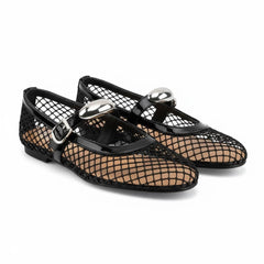Tuhoomall Ballet Flats For Women, Casual Stylish Design, Perfect For Parties And Performances, Metal Buckle & Leather Lining, Comfortable Rubber Sole