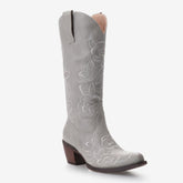 Tuhoomall Western Cowboy Mid-Calf Boots for Women, Floral Embroidery, Stylish Low Chunky Heels, Perfect for Weddings and Casual Outings Tuhoomall
