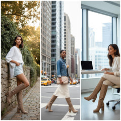 Tuhoomall Fashion Boots with Zipper Closure, Square Toe, Chunky Heel for Party, Office, Casual Wear - All Season Comfortable Style