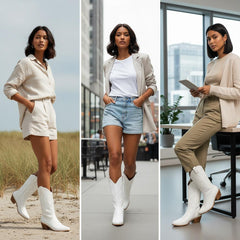 Tuhoomall Western Chunky Heel Women's Cowboy Boots, Comfortable Slip-On, Retro Embroidered Design, Non-Slip Sole for Travel and Casual Wear