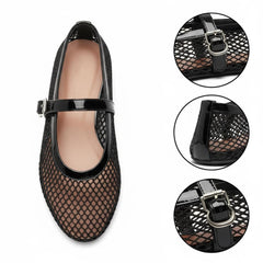 Tuhoomall Ballet Flats For Women, Adjustable Buckle, Elegant Pointed Toe, Comfortable Rubber Sole, Perfect For Parties And Performances