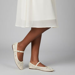 Tuhoomall Comfortable Rhinestone Ballet Flats for Women - Casual Blue Mesh Slip-On Shoes with Low Heel and Round Toe