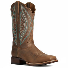 Tuhoomall Western Mid Calf Boots For Women, Chunky Heel, Square Toe, Embroidered Design, Slip-On, Fashion Casual, All Season, Rubber Sole