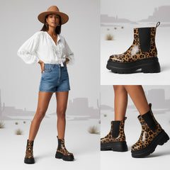 Tuhoomall Fashion Casual Waterproof Ankle Boots with Thick Sole, Round Toe, Easy Slip-On Design for Daily Office Wear