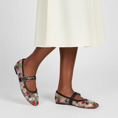 Tuhoomall Ballet Flats Women’s Dress Shoes with Adjustable Buckle, Embroidered Design for Performances and Parties, Low Heel, Comfortable and Stylish