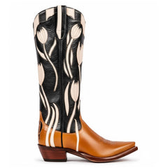 Tuhoomall Western Style Mid Calf Boots With Floral Embroidery - Casual Fashion Footwear For Travel And Parties, 2.00 In Heel, Snip Toe Design