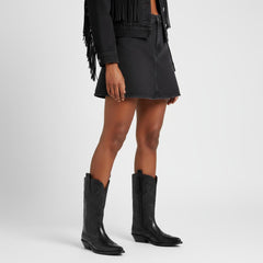 Tuhoomall Western Style Women's Mid-Calf Boots, Comfortable Low Heel, Elegant Embroidery for Parties and Casual Wear