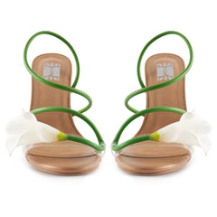Tuhoomall High Heel Sandals for Women with Floral Design, Elegant Open Toe, Ideal for Parties and Summer Events, 8cm Stiletto Heel Tuhoomall