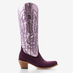 Tuhoomall Western Style Embroidered Faux Suede Ankle Boots with Chunky Heel for Travel and Casual Outings