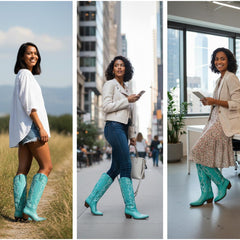 Tuhoomall Western Knee-High Boots for Fashion Casual Style with Embroidered Design and Chunky Heel, Ideal for Ranch and Outdoor Activities