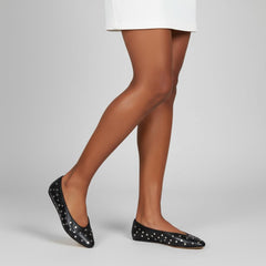 Tuhoomall Comfortable Almond Toe Flats with Studs for Fashion, Office, and Casual Outings - Durable Leather Upper and Easy Slip-On Design