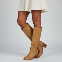 Tuhoomall Comfortable Fashion Ankle Boots for Casual, Office, and Daily Wear - Chunky Heel, Square Toe, Solid Color, All-Leather, Perfect for All Seasons