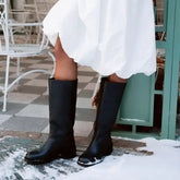 Tuhoomall Fashion Casual Boots for Women, Mid-Calf Length, Solid Color, Round Toe, Chunky Heel, Slip-On, Ideal for Work and Leisure, 5.4cm Block Heels