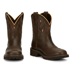 Tuhoomall Western Cowboy Ankle Boots for Women, Floral Embroidery Low Heel Short Booties, Fashion Casual Everyday Wear