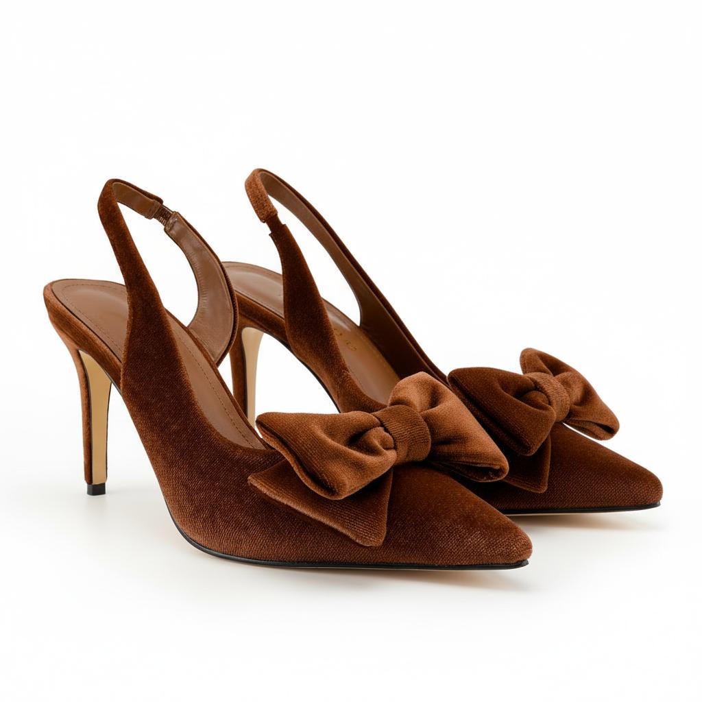 Tuhoomall Stylish High Heel Sandals With Bow, Pointed Toe, Slip-On Design For Parties, Performances, Fashion Casual Wear, 3.1in Stiletto Heel Tuhoomall