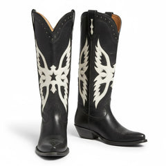 Tuhoomall Comfortable Western Knee High Boots with Animal Print and Embroidery for Parties and Casual Vintage Style
