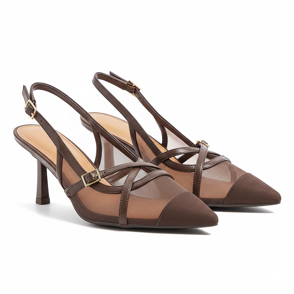 Tuhoomall Comfortable High Heel Pumps with Pointed Toe and Cat Heel, Stylish Mesh Design for Fashionable Everyday Wear Tuhoomall