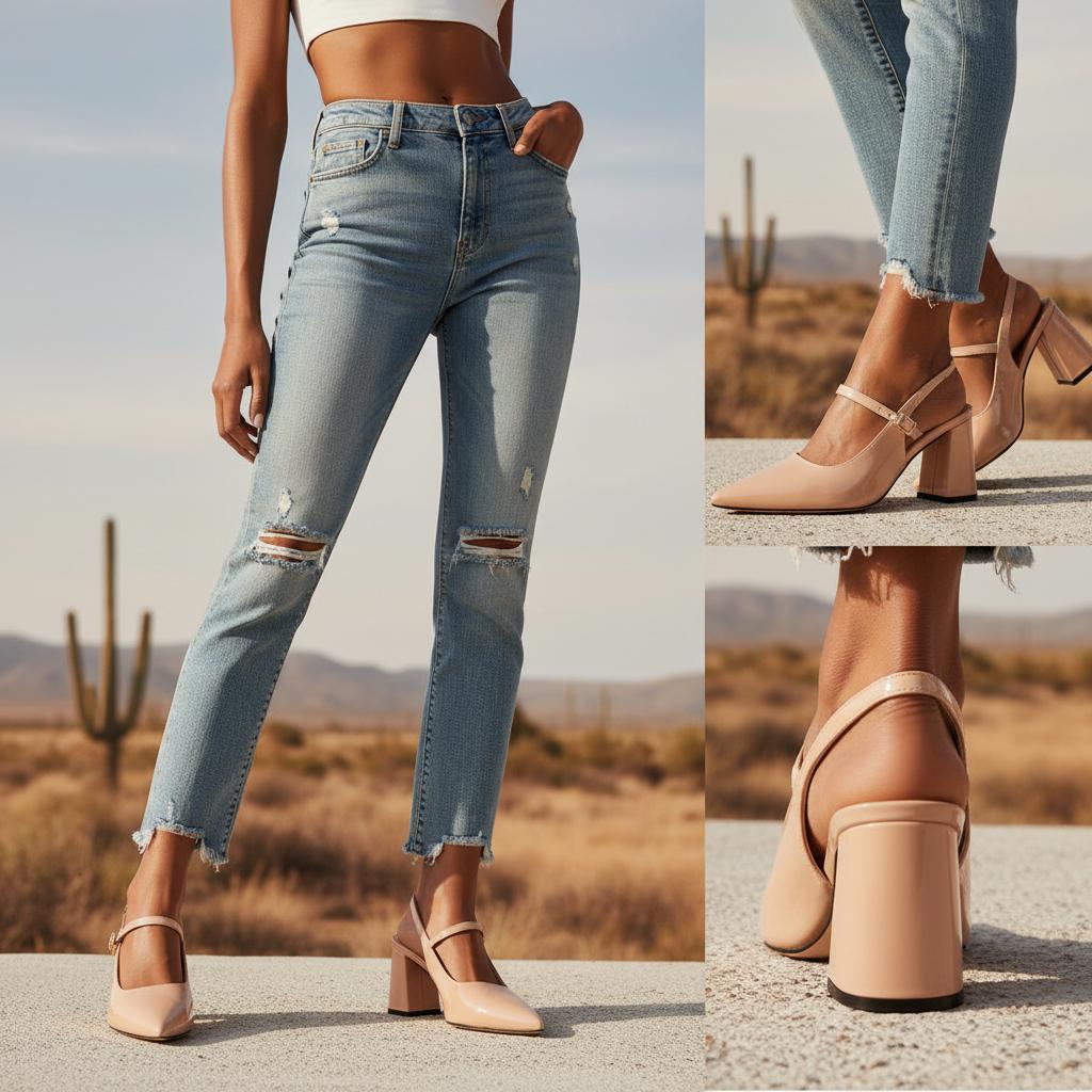Tuhoomall Fashion Mid-Heel Sandals for Women, Elegant Office Daily Wear, Adjustable Strap, Tapered Toe Design, Comfortable Rubber Sole Tuhoomall