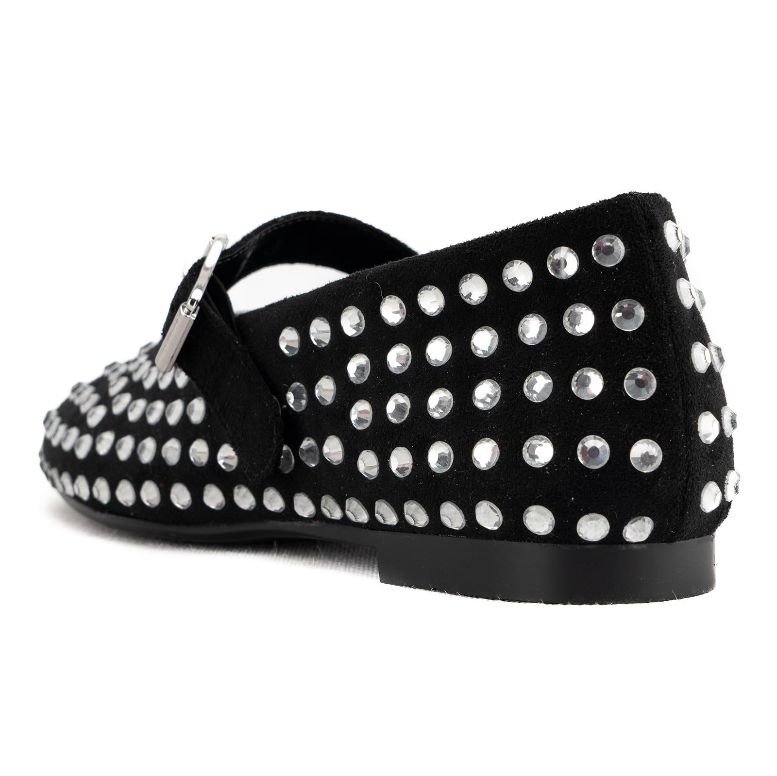 Tuhoomall Ballet Flats Women’s Boots with Studded Design, Comfortable Slip-On, Casual Style, Rubber Sole and Adjustable Buckle, Low Top