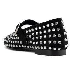 Tuhoomall Ballet Flats Women’s Boots with Studded Design, Comfortable Slip-On, Casual Style, Rubber Sole and Adjustable Buckle, Low Top