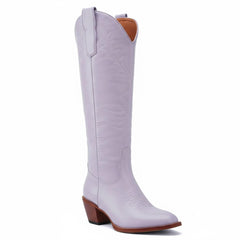 Tuhoomall Western Knee-High Boots, Embroidered Design, Comfortable Rubber Sole, Perfect for Fashion and Travel