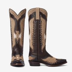 Tuhoomall Retro Western Knee-High Boots for Women, Suede Leather, Animal Print, Easy Slip-On, Casual Vintage Style