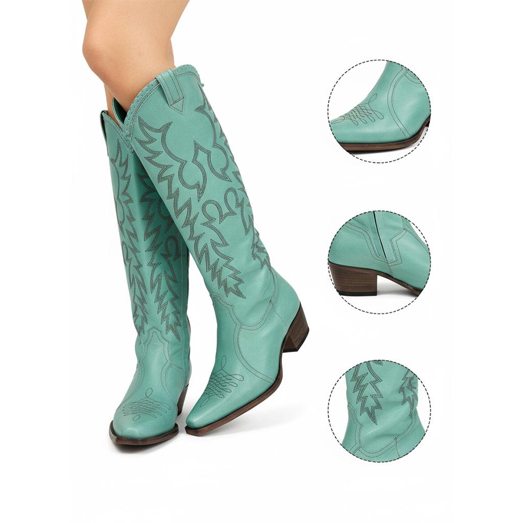 Tuhoomall Western Style Ankle Boots with Snip Toe, 1.75 in Heel, Casual Fashion, Embroidered Details, Perfect for All Seasons Tuhoomall