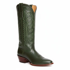 Tuhoomall Western Boots for Women with Embroidery, Chunky Heel 2.00 in, Mid-Calf Length, Vegan Leather, Casual Fashion Footwear, All Seasons