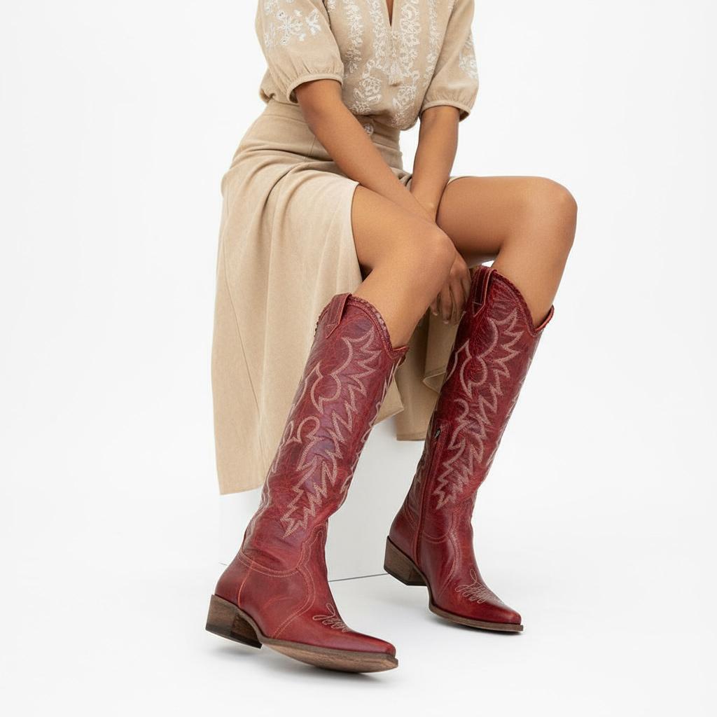 Tuhoomall Western Style Ankle Boots with Snip Toe, 1.75 in Heel, Casual Fashion, Embroidered Details, Perfect for All Seasons Tuhoomall